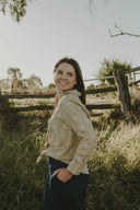 Desert Sand Lady Jane Embroidered Organic Linen Long Sleeve Shirt