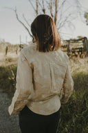 Desert Sand Lady Jane Embroidered Organic Linen Long Sleeve Shirt