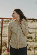 Desert Sand Lady Jane Embroidered Organic Linen Long Sleeve Shirt