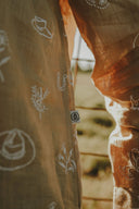 Desert Sand Lady Jane Embroidered Organic Linen Long Sleeve Shirt
