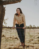 Desert Sand Lady Jane Embroidered Organic Linen Long Sleeve Shirt