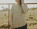 Desert Sand Lady Jane Embroidered Organic Linen Long Sleeve Shirt