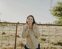 Desert Sand Lady Jane Embroidered Organic Linen Long Sleeve Shirt