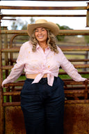 Pink Rural Outback Organic Embroidered Linen Shirt