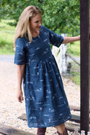 Rural Outback Midnight Embroidered Short Sleeve Dress