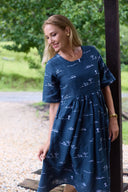 Rural Outback Midnight Embroidered Short Sleeve Dress