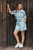 Sky Blue Organic Linen Shorts