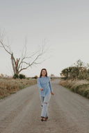 Sky Blue & White Stripes Long Sleeve Linen Shirt