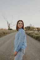 Sky Blue & White Stripes Long Sleeve Linen Shirt