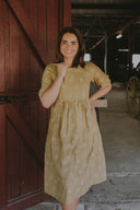 Lady Jane Dessert Sand Short Sleeve Organic Linen Dress