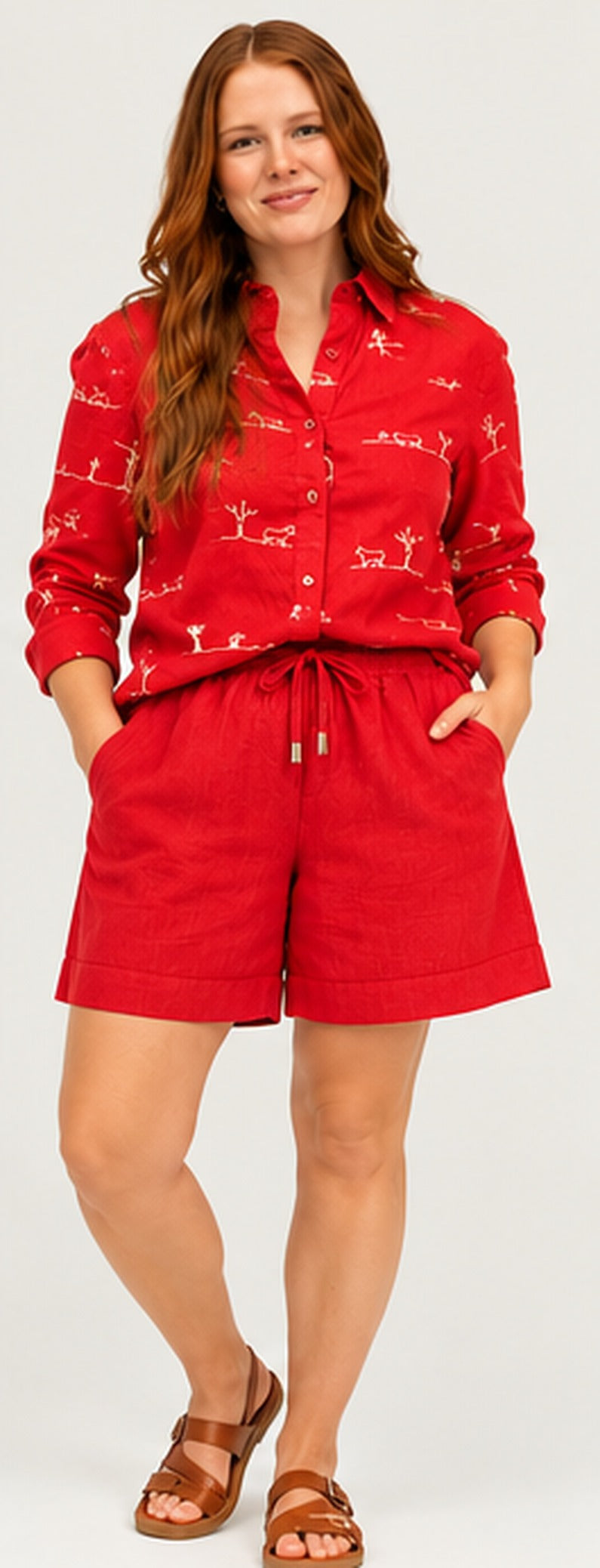 Everyday Linen Shorts in Outback Red