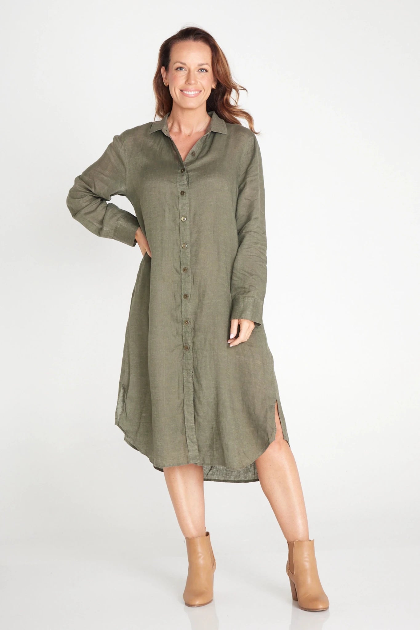 Everyday Organic Linen Dress in Spinifex | Outback Linen Co