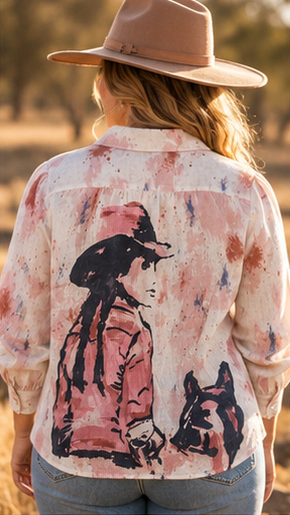 The back of the Painted Lady blouse with Rose’s artwork