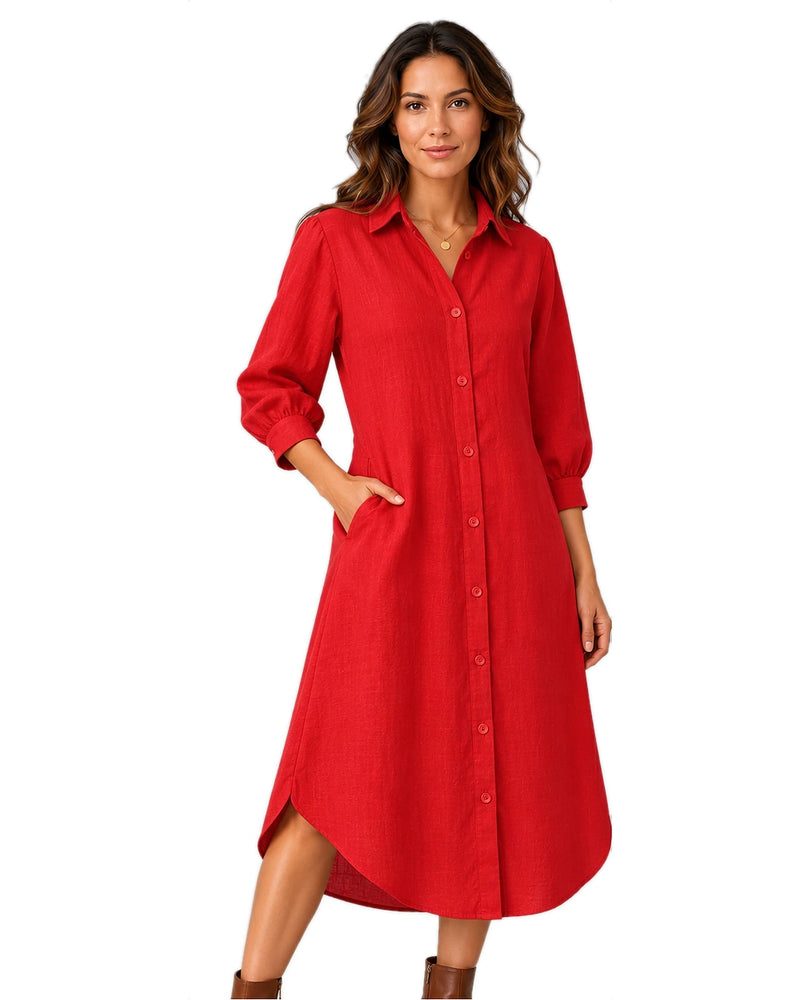 The Everyday Linen Dress in Outback Red