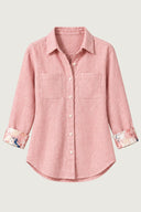 She's Arrived - The everyday linen shirt printed cuff