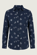 Lady Jane Outback Eclipse Navy Embroidered Organic Long Sleeve Linen Shirt