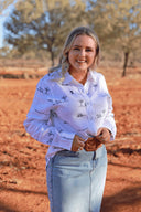 Rural Outback White Embroidered Long Sleeve Linen Shirt