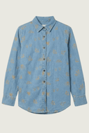 Lady Jane Denim Sky Blue Embroidered Long Sleeve Shirt