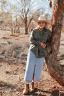 Rural Outback Spinifex Embroidered Organic Linen Long Sleeve Shirt