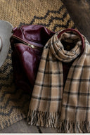 Everyday  Organic Linen Scarf - Brown Gingham