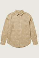 Lady Jane Desert Sand Embroidered Organic Linen Long Sleeve Shirt