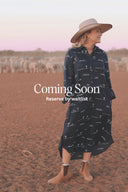 Rural Outback Everyday Outback Eclipse Navy Organic Linen Long Sleeve Dress