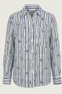 Bush Stripe Navy & White Organic Linen Long Sleeve Shirt