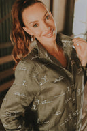 Rural Outback Spinifex Embroidered Organic Linen Long Sleeve Shirt