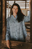 Rural Outback Sky Blue Embroidered Organic Long Sleeve Linen Shirt