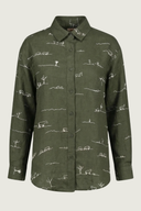 Rural Outback Spinifex Embroidered Organic Linen Long Sleeve Shirt