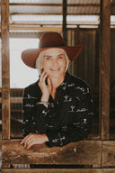 Rural Outback Eclipse Navy Embroidered Organic Long Sleeve Linen Shirt