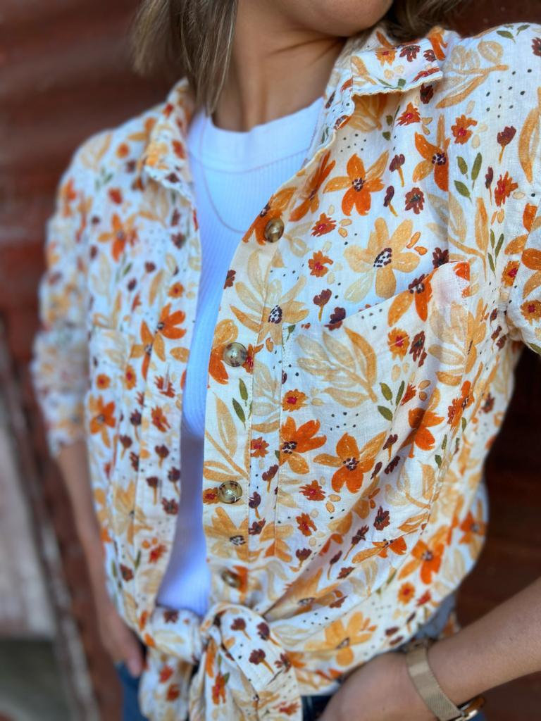 Playful Poppy Organic Linen Shirt - Outback Linen Co