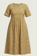 Lady Jane Desert Sand Embroidered Organic Linen Short Sleeve Dress