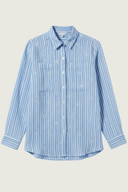 Bush Stripe Sky Blue & White Organic Linen Long Sleeve Shirt