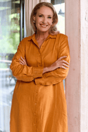 Everyday Rust Organic Linen Long Sleeve Dress