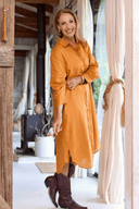 Everyday Rust Organic Linen Long Sleeve Dress