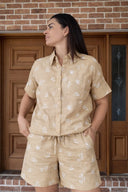 Lady Jane Desert Sand Embroidered Linen Shorts