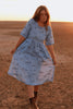 Rural Outback Sky Blue Organic Linen Short Sleeve Dress