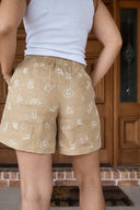 Lady Jane Desert Sand Embroidered Linen Shorts