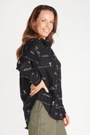 Rural Outback Black Embroidered Linen Shirt