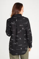 Rural Outback Black Embroidered Linen Shirt