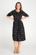 Rural Outback Black Embroidered Short Sleeve Dress