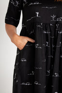 Rural Outback Black Embroidered Short Sleeve Dress