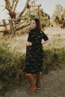 Rural Outback Black Embroidered Short Sleeve Dress