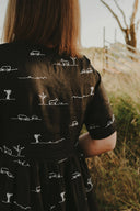 Rural Outback Black Embroidered Short Sleeve Dress