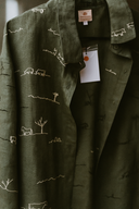 Rural Outback Spinifex Embroidered Organic Linen Long Sleeve Shirt