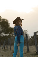 Dark Denim Lady Jane Embroidered Long Sleeve Shirt
