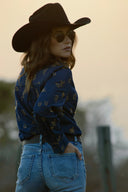 Dark Denim Lady Jane Embroidered Long Sleeve Shirt