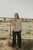 Desert Sand Lady Jane Embroidered Organic Linen Long Sleeve Shirt