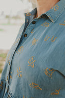 Lady Jane Denim Sky Blue Embroidered Dress